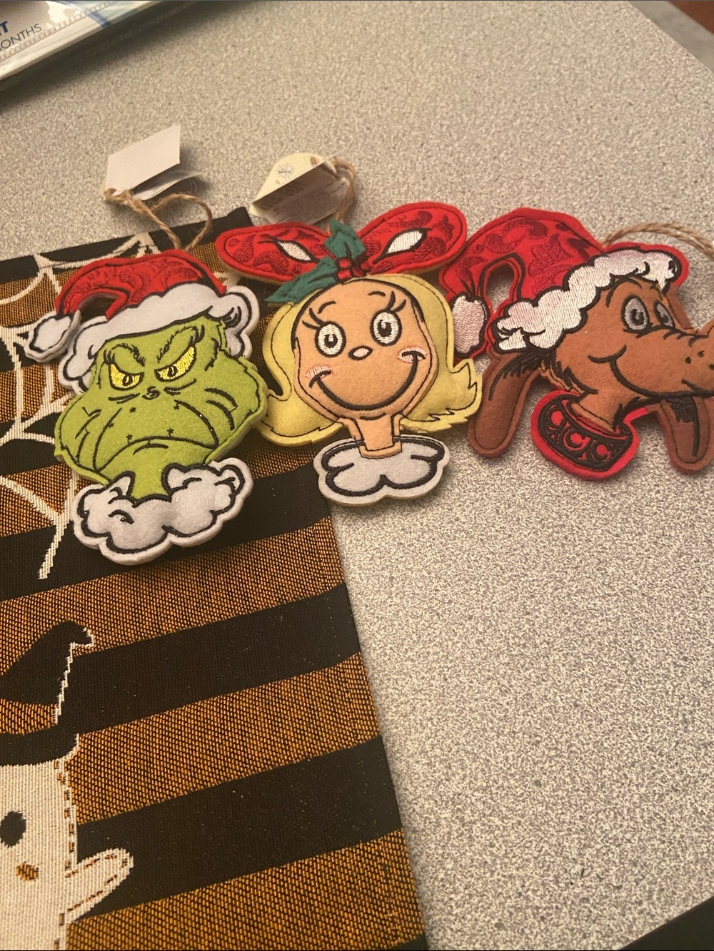 Dr. Seuss Holiday Green, Yellow, Red, Brown ornaments